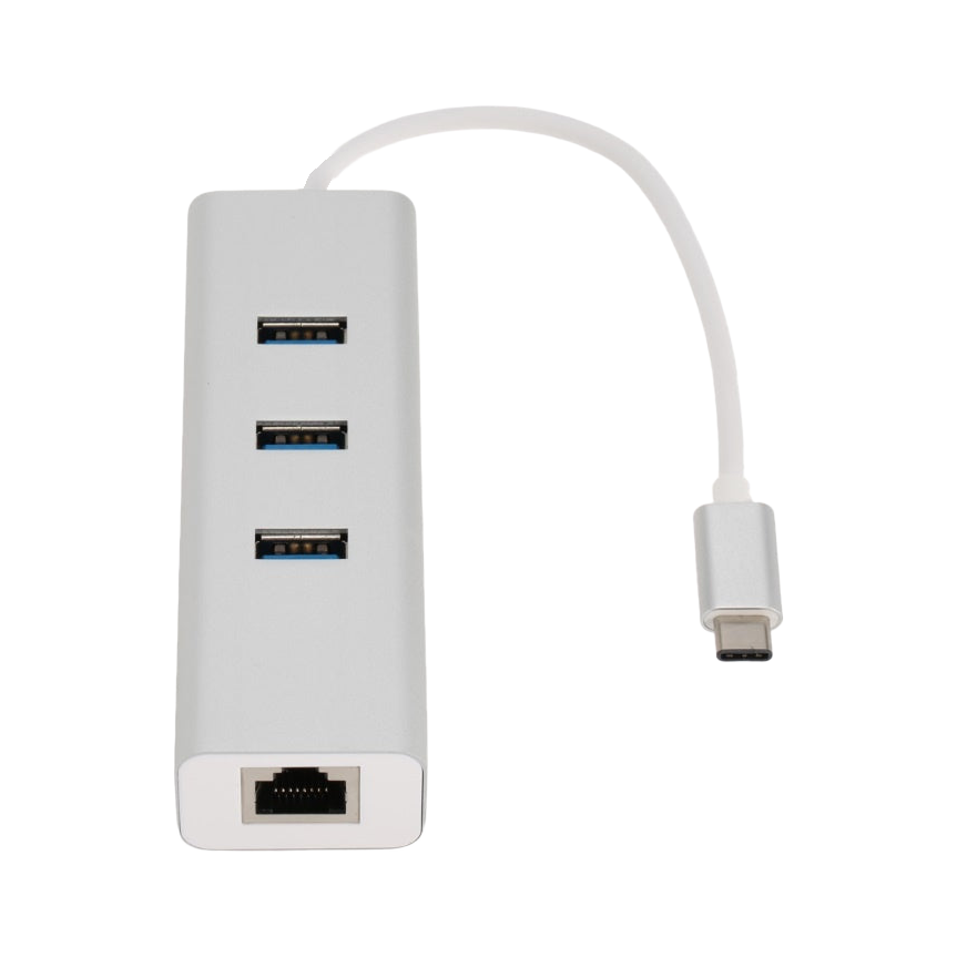 Astrotek USB-C Type-C to LAN + 3 Ports USB3.0 Hub Gigabit RJ45 Ethernet Network Adapter Converter Cable 15cm for Apple New Macbook/ChromeBook Pixel [PC]
