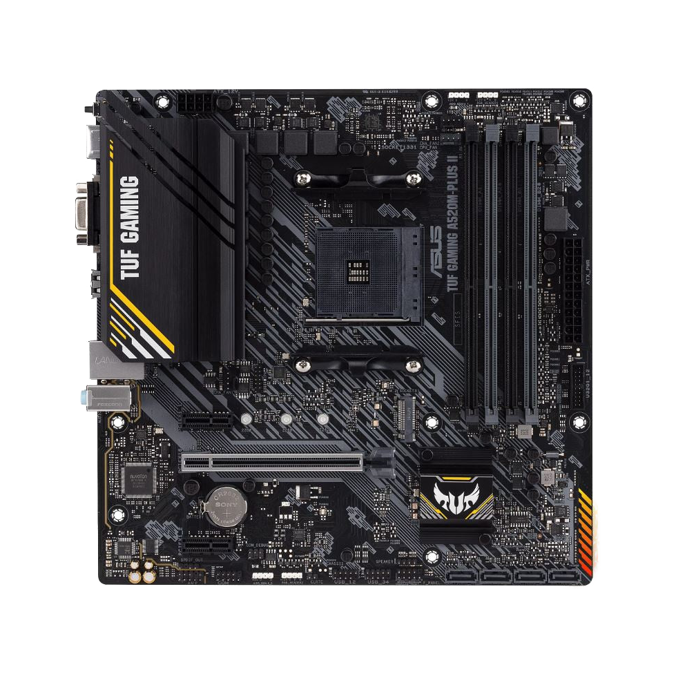 ASUS AMD A520 TUF GAMING A520M-PLUS II (Ryzen AM4) Micro ATX Gaming Motherboard with M.2 support, DisplayPort, HDMI, D-Sub, USB 3.2 Gen 1 ports, SATA