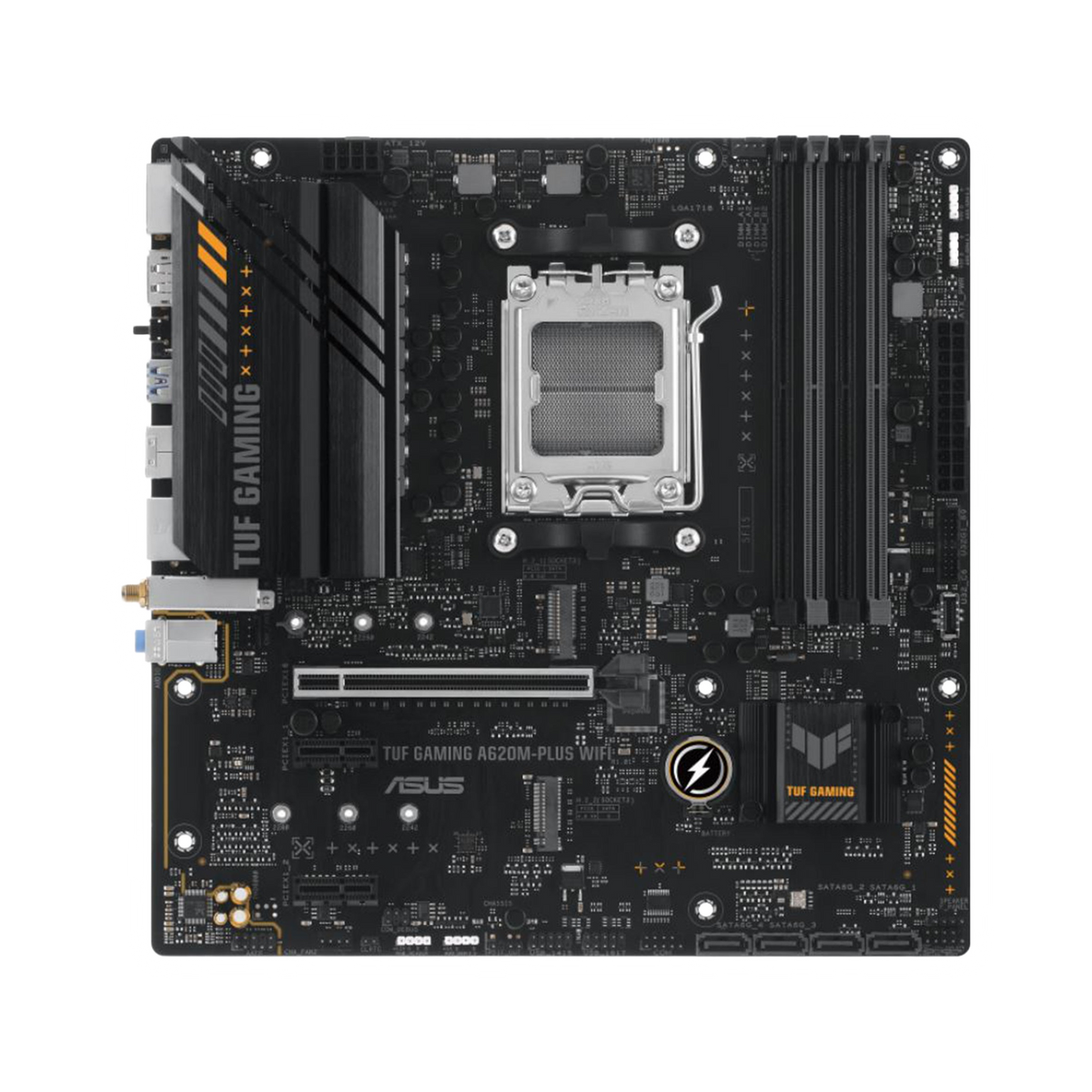 ASUS AMD A620M TUF GAMING A620M-PLUS WIFI (AM5) Micro-ATX Motherboard, 4xDDR5 192GB, 1 x PCIe 4.0 x16 slot, 2 x M.2 slots, 4 x SATA , Wi-Fi 6 [PC]