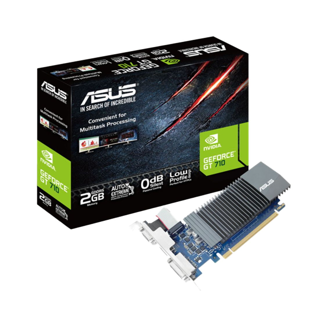 ASUS nVidia GeForce GT710-SL-2GD5-BRK-EVO 2GB GDDR5 EVO low-profile graphics card for silent HTPC Builds [PC]