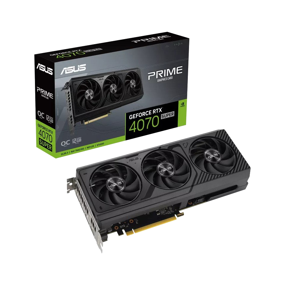 ASUS nVidia GeForce PRIME-RTX4070S-O12G RTX4070 SUPER 12GB GDDR6X OC Edition, AI Performance 578, 2520 MHz Boost Clock, RAM 21Gbps [PC]
