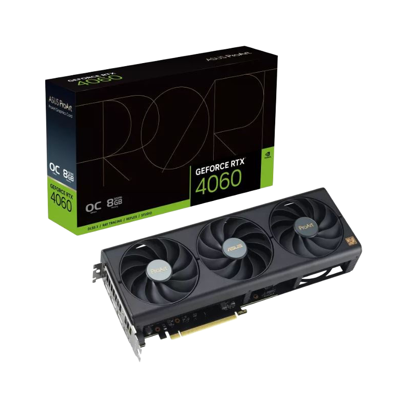 ASUS nVidia GeForce PROART-RTX4060-O8G RTX4060 OC edition 8GB GDDR6, 2550 Mhz Boost Clock, RAM 17 Gbps, HDMI x1, DPx 3 [PC]