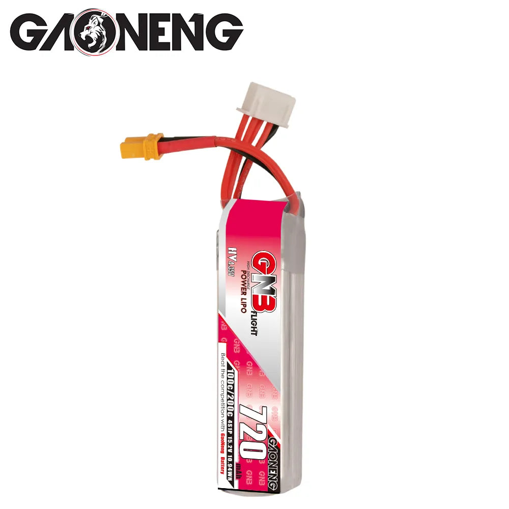 GAONENG GNB LiHV 4S 15.2V 720mAh 100C XT30 LiPo Battery Long Type [DG]