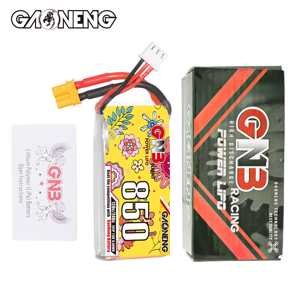 GAONENG GNB LiHV 2S 7.6V 850mAh 120C XT30 LiPo Battery [DG]