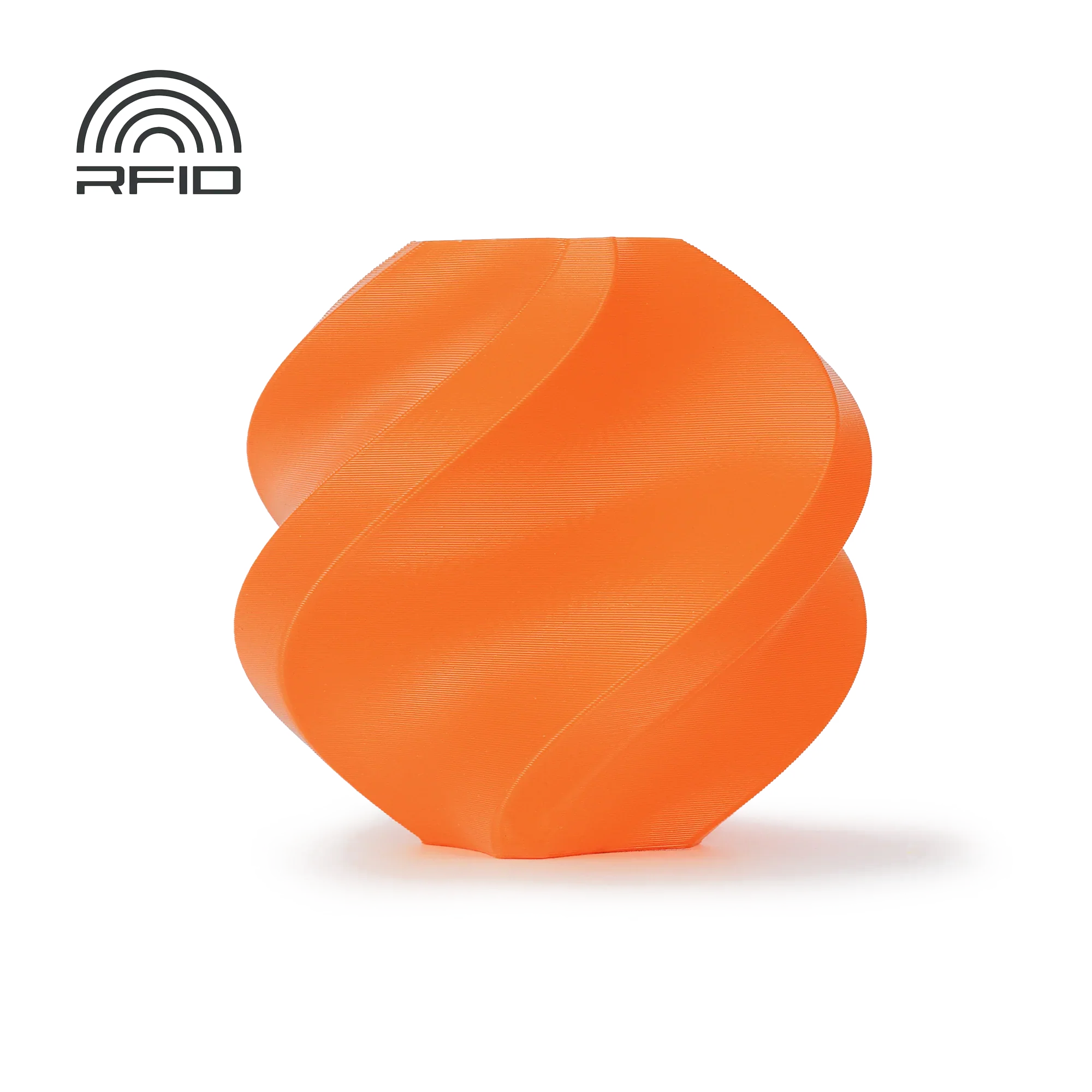 Bambu Lab ABS filament orange with transparent background and soft white glow – Version 4