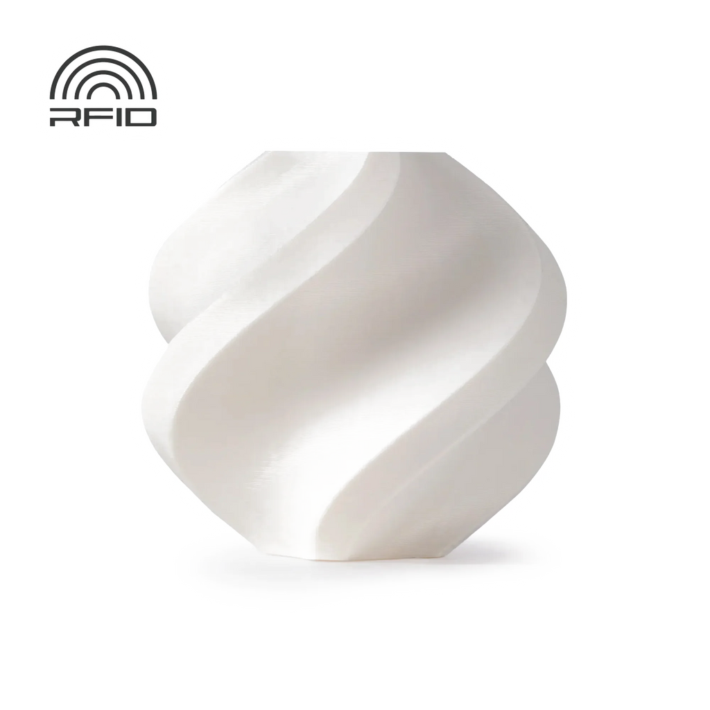 Bambu Lab ABS filament white with transparent background and soft white glow – Version 4