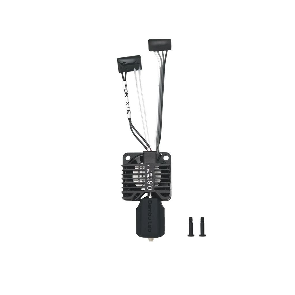 Bambu Lab Complete Hotend Assembly X1E with transparent background and soft white glow – Version 4