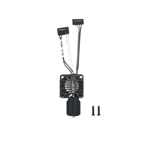 Bambu Lab Complete Hotend Assembly X1E with transparent background and soft white glow – Version 4