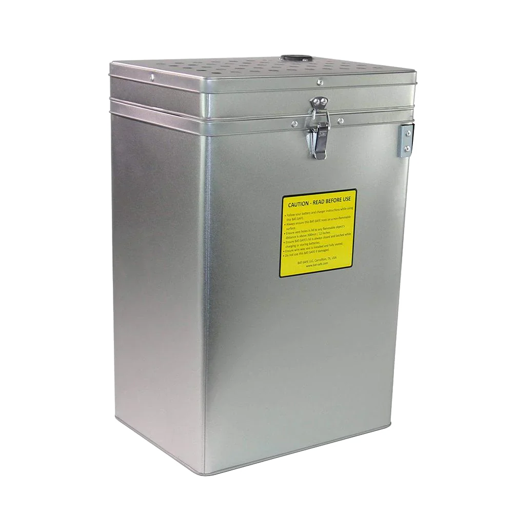 Bat-Safe XL charging and storage safe box image 1 on transparent background with Version 4 white halo