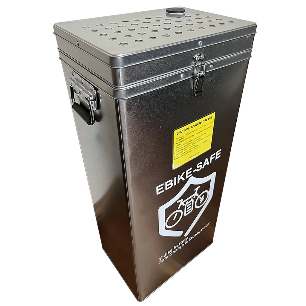 Bat-Safe XXL EBike Edition charging and storage safe box on transparent background with Version 4 white halo