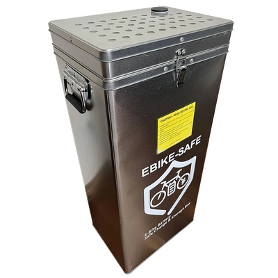 Bat-Safe XXL EBike Edition charging and storage safe box on transparent background with Version 4 white halo