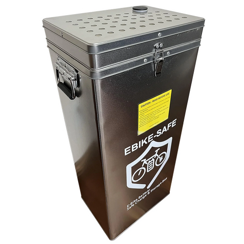 Bat-Safe XXL EBike Edition charging and storage safe box on transparent background with Version 4 white halo