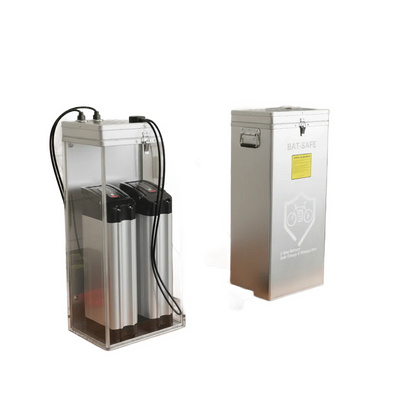 Bat-Safe XXL EBike Edition battery storage boxes on transparent background with Version 4 white halo