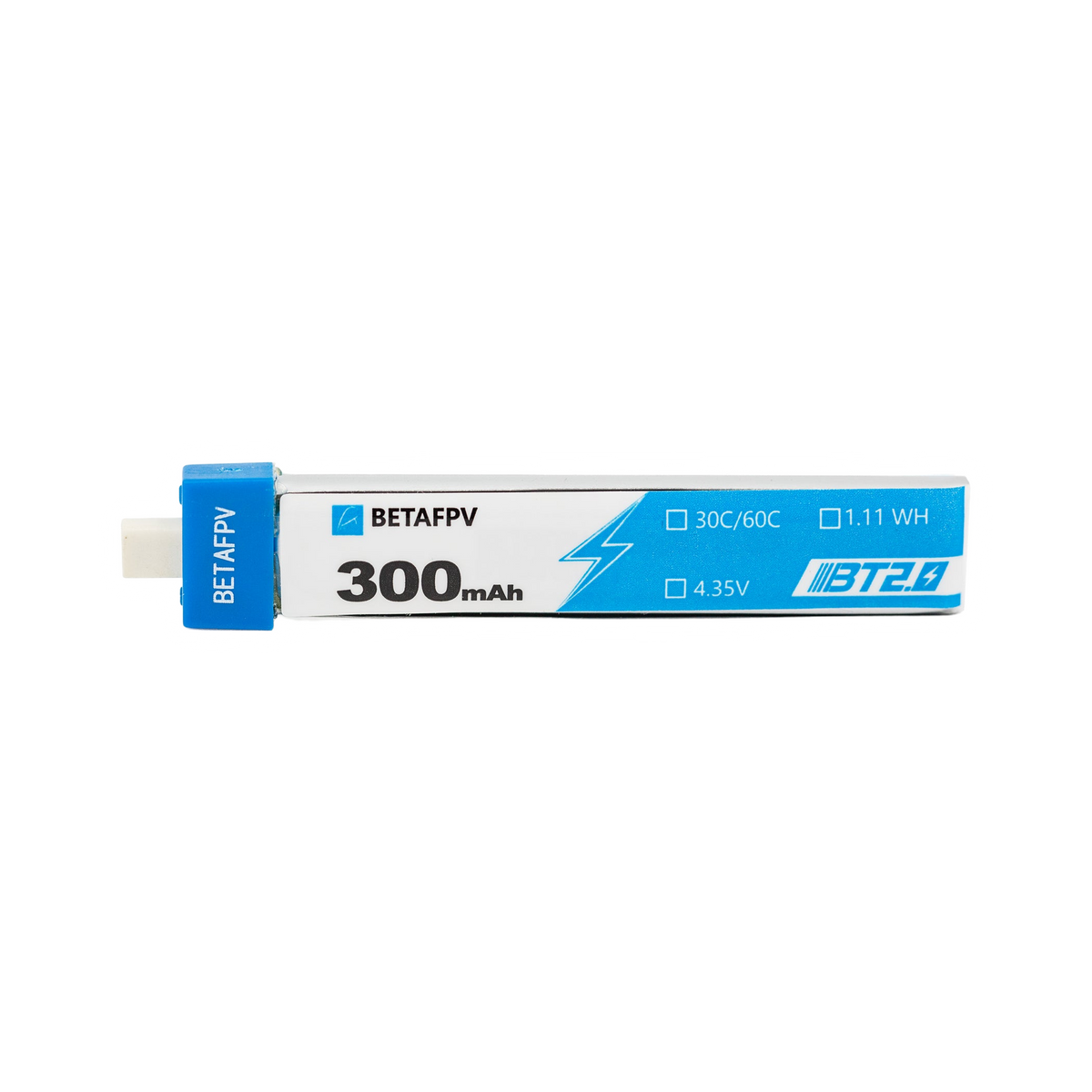 BetaFPV 300mAh 3.7V 1S 30C BT2.0 LiPo Battery (8 Pack) [DG]