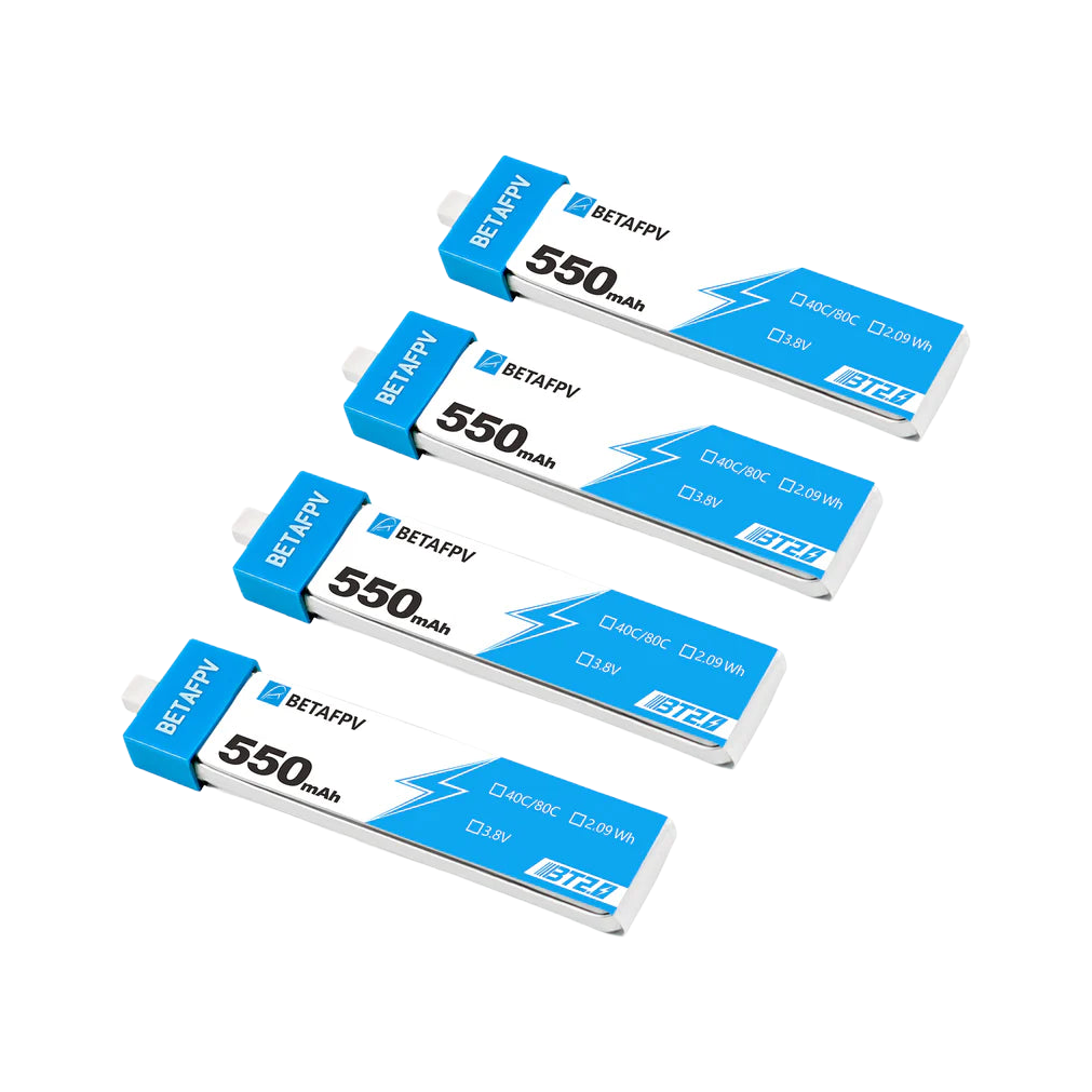 BetaFPV 550mAh 3.8V 1S 40C BT2.0 LiHV Battery (4 Pack) [DG]