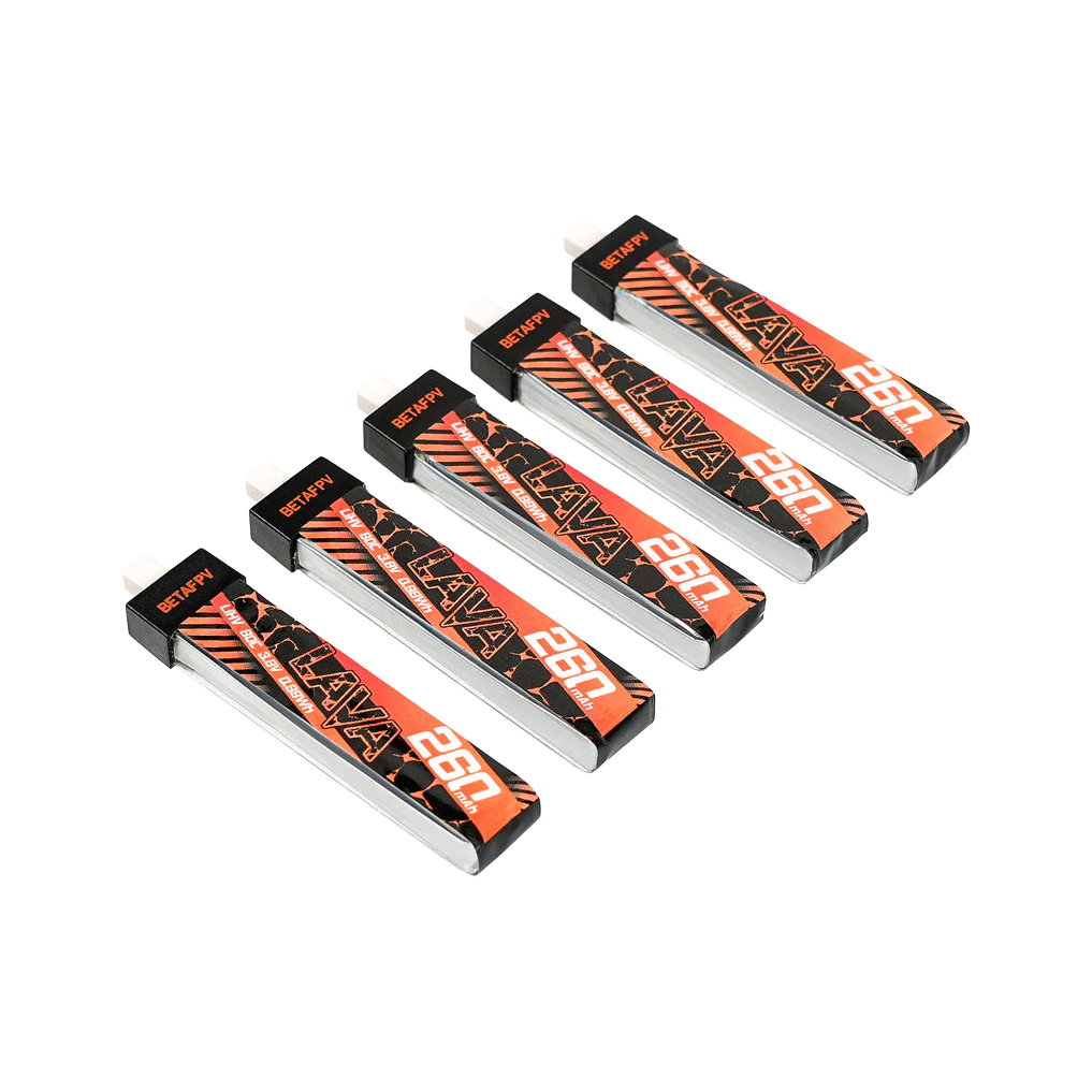 BetaFPV LAVA 260mAh 3.8V 1S 80C BT2.0 LiHV Battery (5 Pack) [DG]