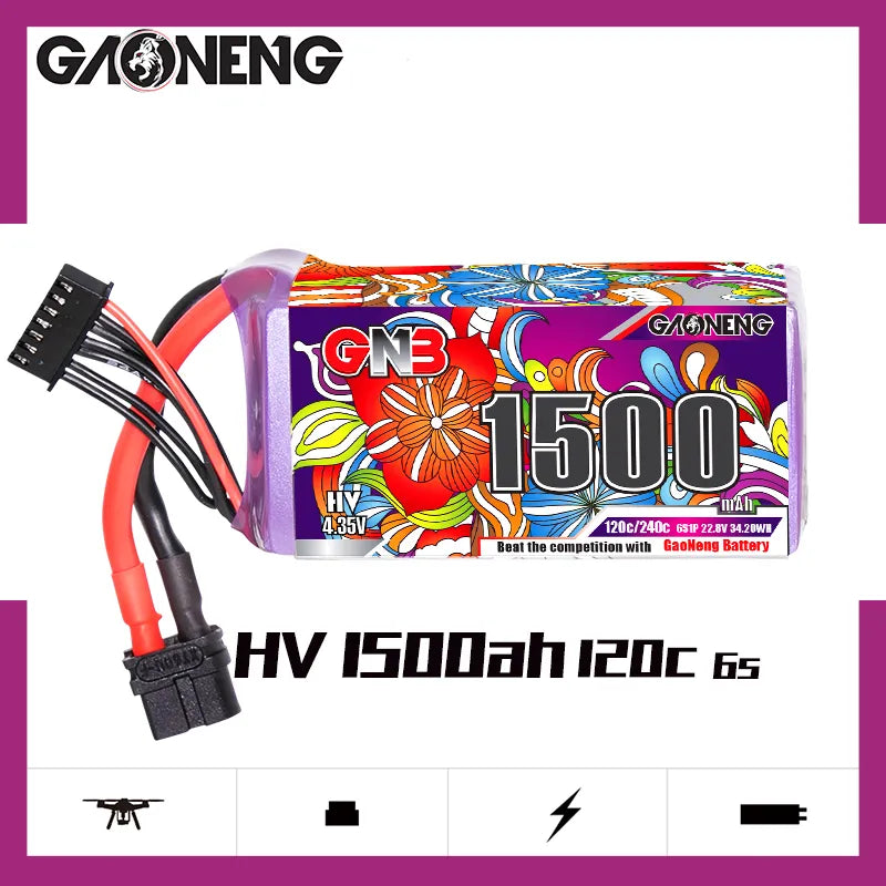 GAONENG GNB LiHV 6S 22.8V 1500mAh 120C XT60 LiPo Battery [DG]