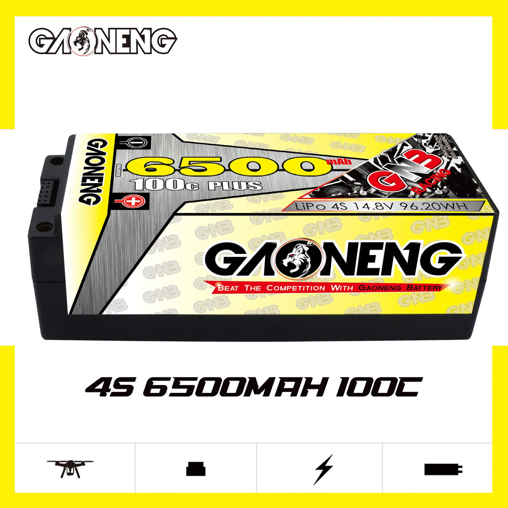 GAONENG GNB 4S 14.8V 6500mAh 100C 5mm Bullet Hard Case LiPo Battery [DG]