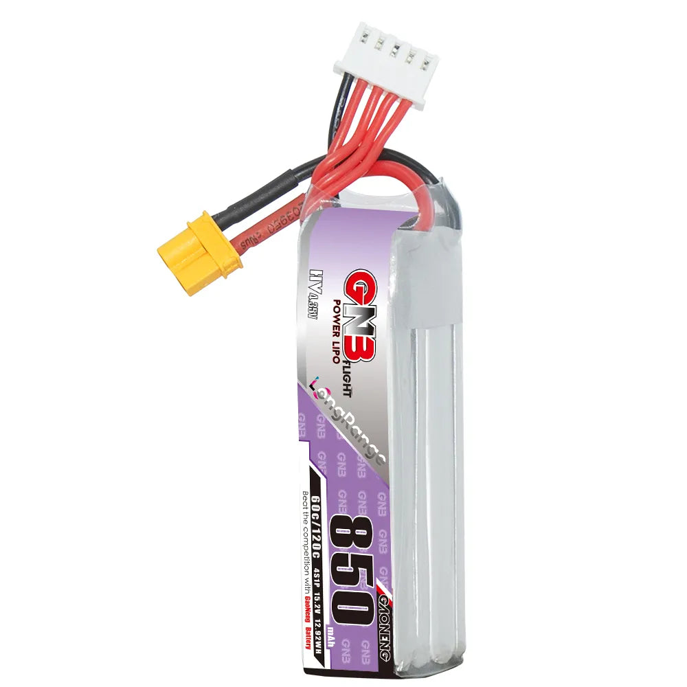 GAONENG GNB LiHV 4S 15.2V 850mAh 60C XT30 LiPo Battery Long Range [DG]