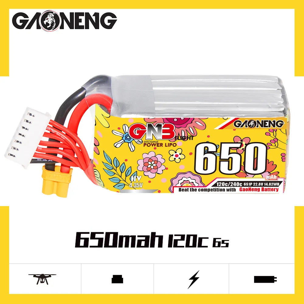 GAONENG GNB LiHV 6S 22.8V 650mAh 120C XT30 LiPo Battery [DG]