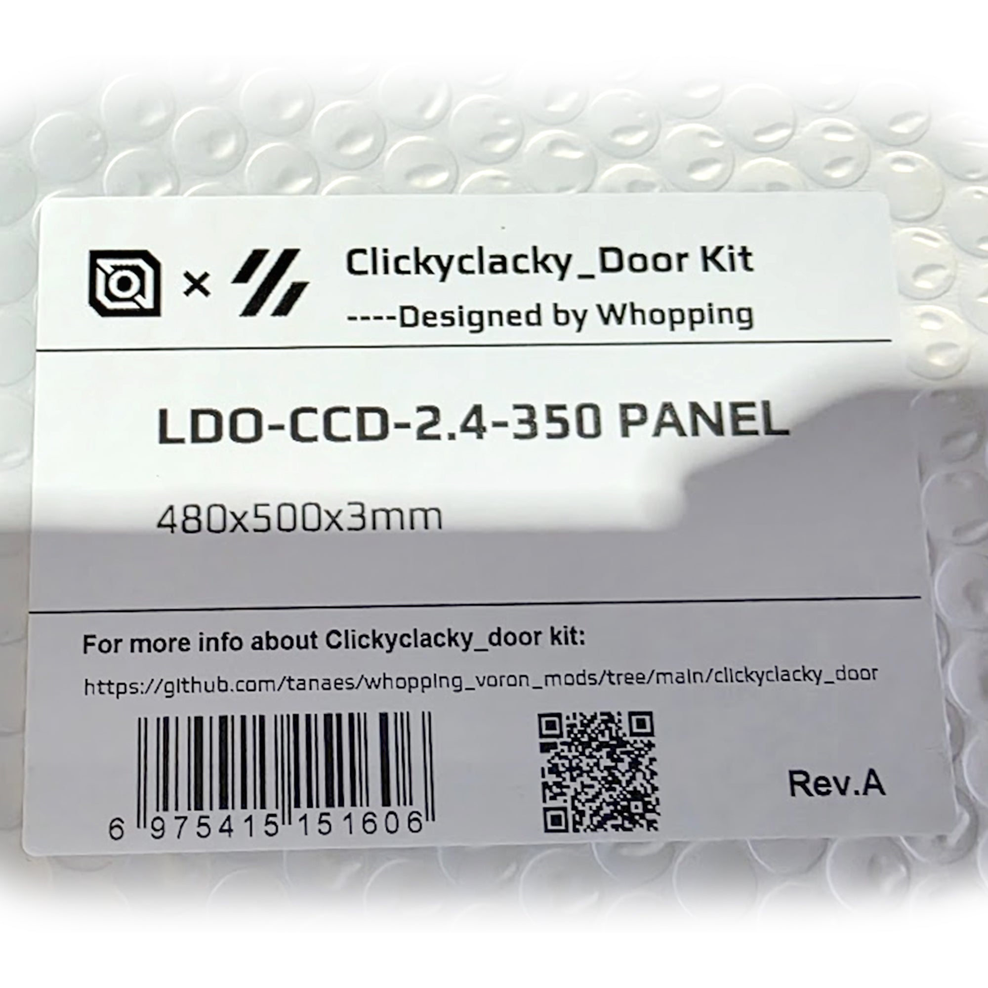 Clicky-Clack Fridge Door Panel for Voron V2 by LDO Motors REV.A