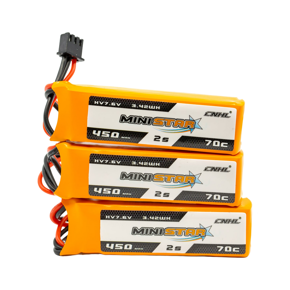CNHL Ministar 450mAh 7.6V 2S 70C XT30 LiHV Battery (3 Pack) [DG]