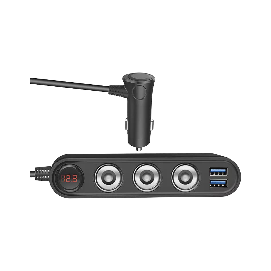 Cigarette 12/24v Triple Outlet with USB QC3 and Voltage Display