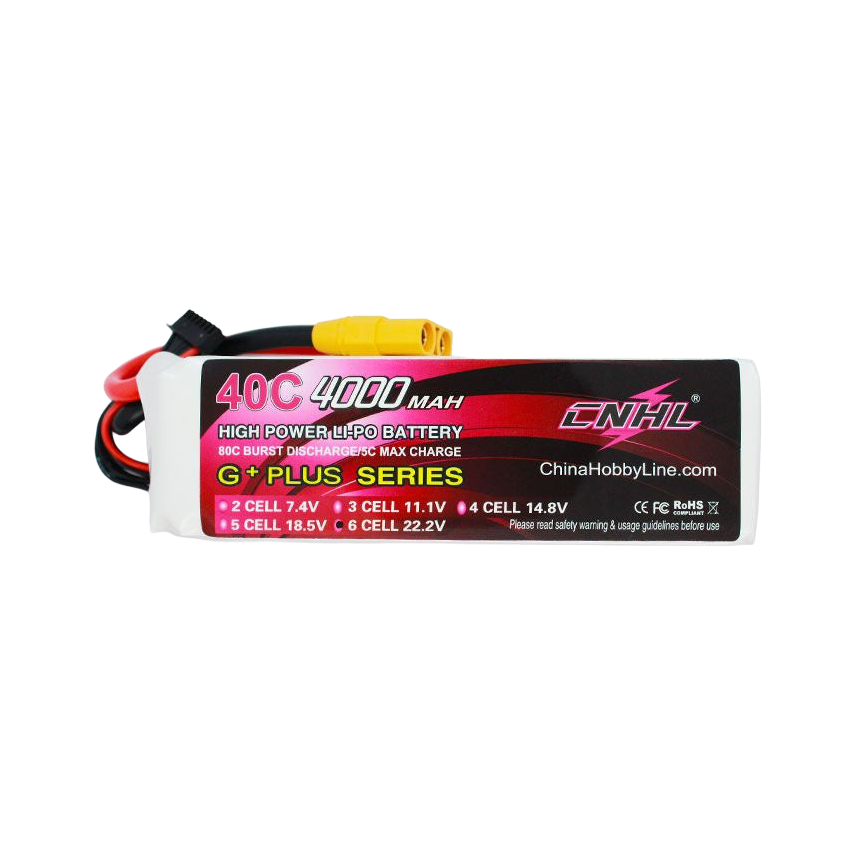 CNHL 4000mAh 22.2V 6S 40C XT90 LiPo Battery [DG]