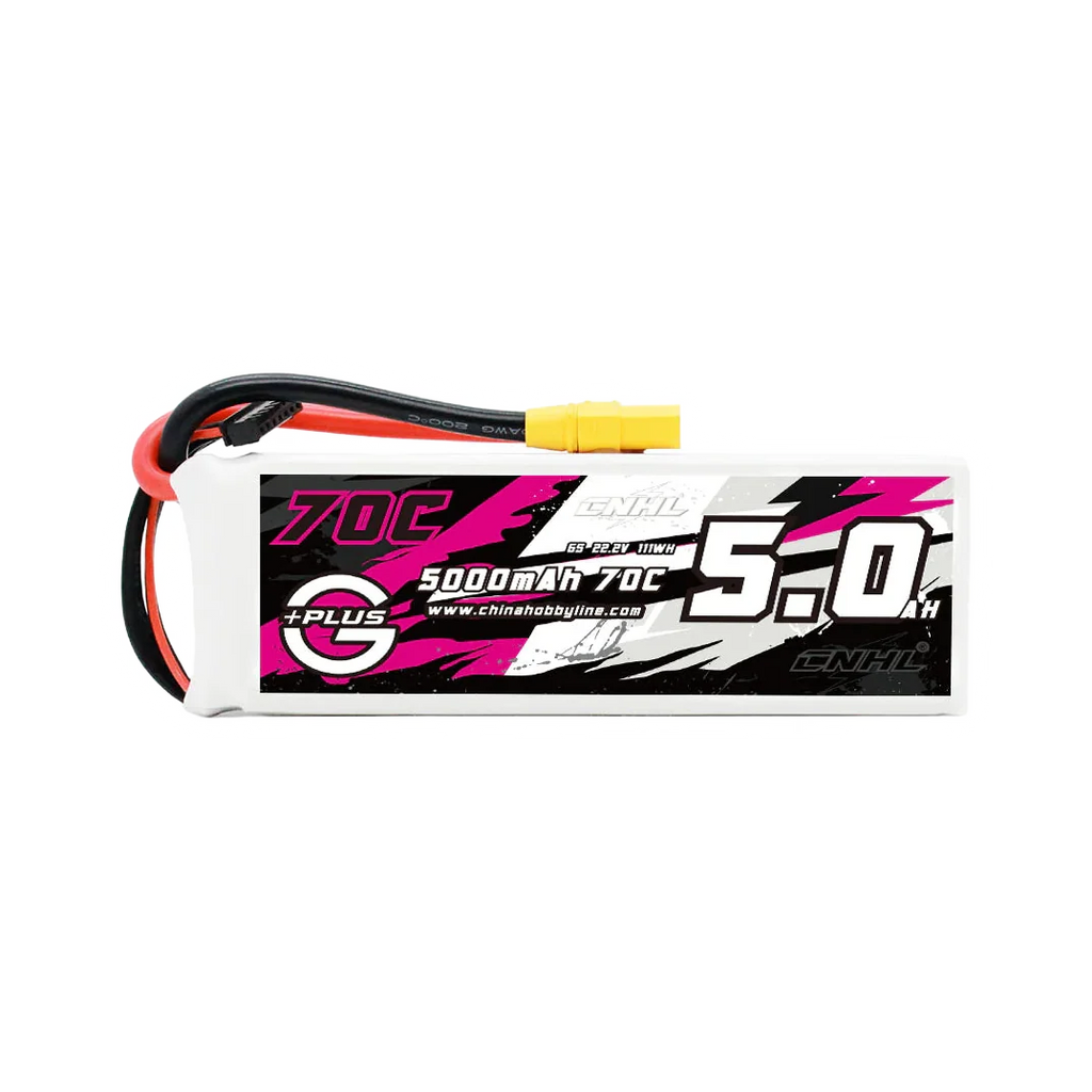 CNHL G+Plus 5000mAh 22.2V 6S 70C Lipo Battery with XT90 Plug [DG] – transparent dark-mode image 1
