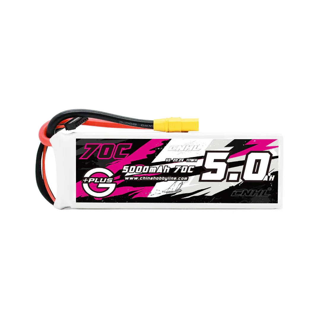 CNHL G+Plus 5000mAh 22.2V 6S 70C Lipo Battery with XT90 Plug [DG] – transparent dark-mode image 1