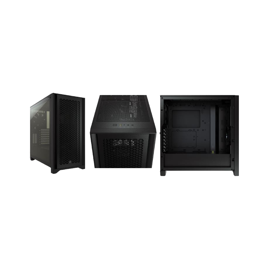 Corsair Carbide Series 4000D Airflow ATX Tempered Glass Black, 2x 120mm Fans pre-installed. USB 3.0 and Type-C x 1, Audio I/O. Case CC-9011200-WW [PC]