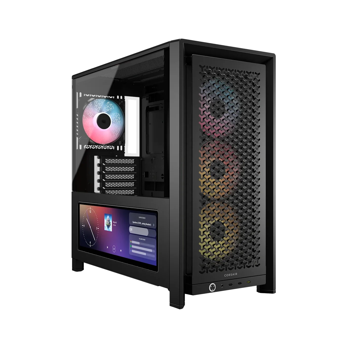 Corsair FRAME 4000D LCD RS ARGB case — transparent dark-mode product image 1