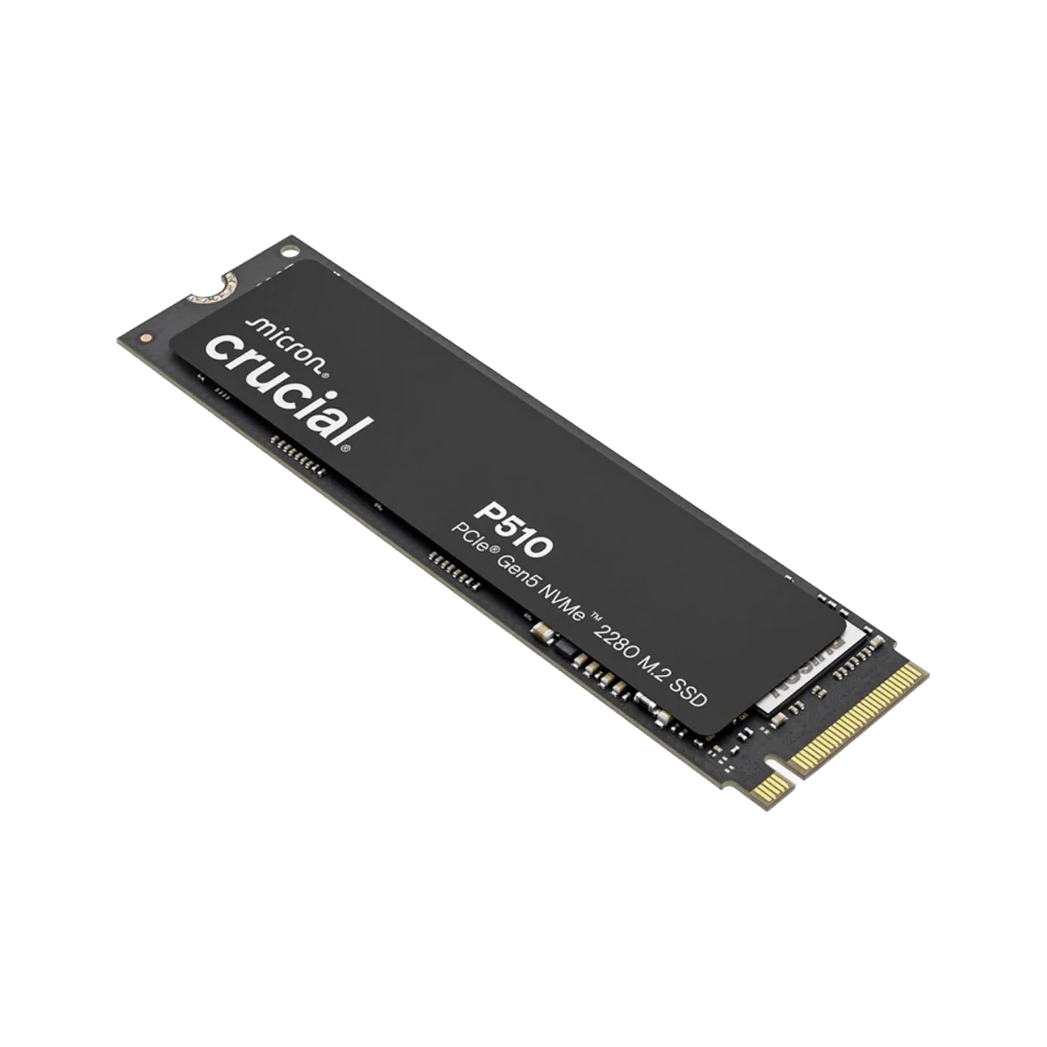 Crucial P510 2TB Gen5 NVMe SSD — transparent dark-mode product image