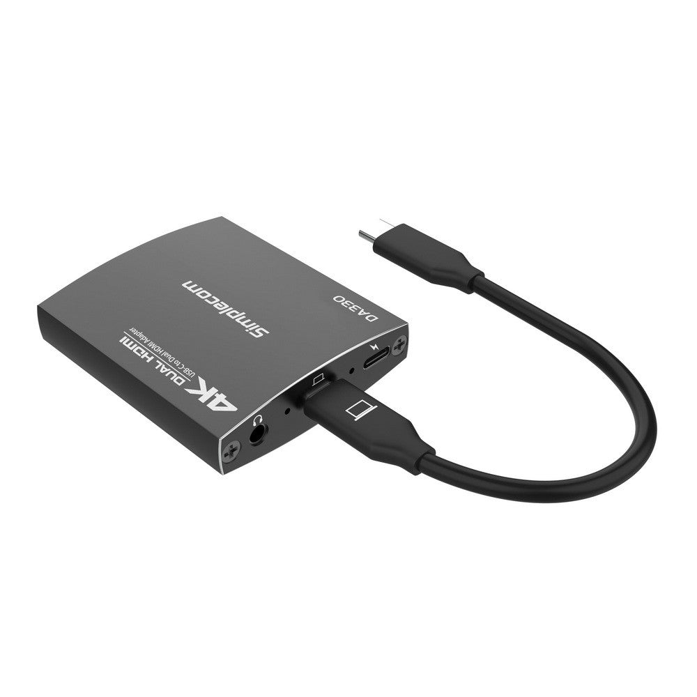 Simplecom DA330 USB-C to Dual HDMI MST Adapter 4K@60Hz with PD and Audio Out