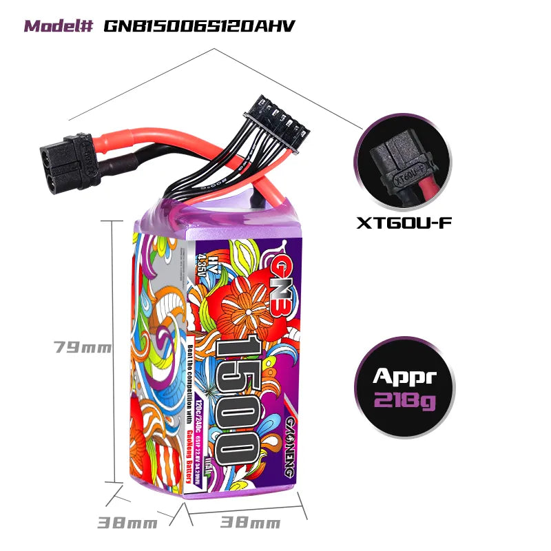 GAONENG GNB LiHV 6S 22.8V 1500mAh 120C XT60 LiPo Battery [DG]