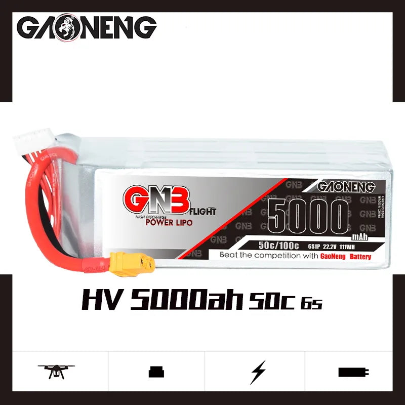 GAONENG GNB 6S 22.2V 5000mAh 50C LiPo Battery XT60 Suits TBS Mojito [DG]