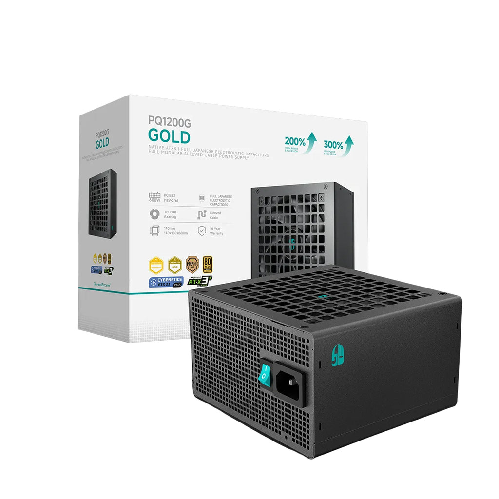 DeepCool PQ1200G 1200W Gamer Storm 80+ Gold/Cybenetics Fully Modular ATX Power Supply 120mm Fan, Japanese Capacitors, DC to DC, ATX12V V3.1 [PC]
