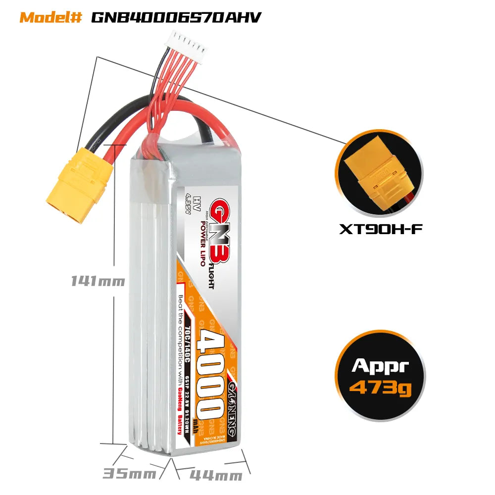 GAONENG GNB LiHV 6S 22.8V 4000mAh 70C LiPo Battery XT90 [DG]