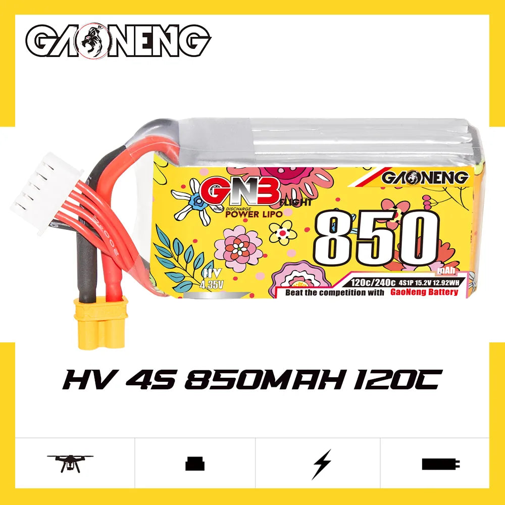 GAONENG GNB LiHV 4S 15.2V 850mAh 120C XT30 LiPo Battery [DG]