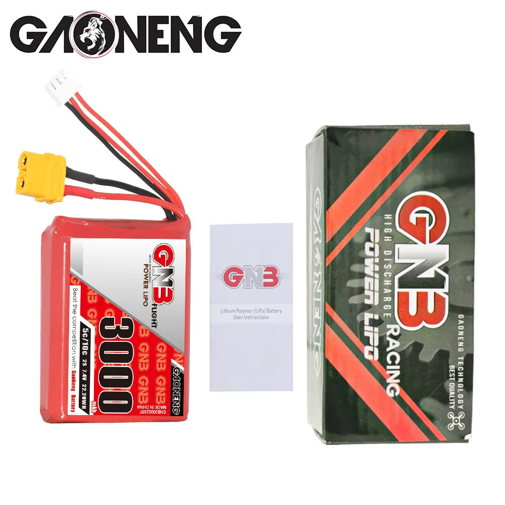 GAONENG GNB 2S 7.4V 3000mAh 5C LiPo Battery XT60 for Radiomaster TX12 [DG]