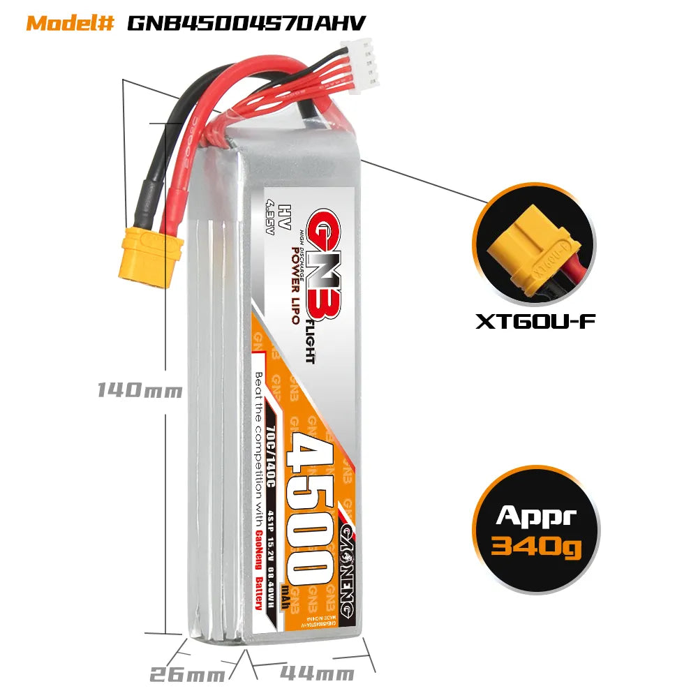 GAONENG GNB LiHV 4S 15.2V 4500mAh 70C LiPo Battery XT60 [DG]
