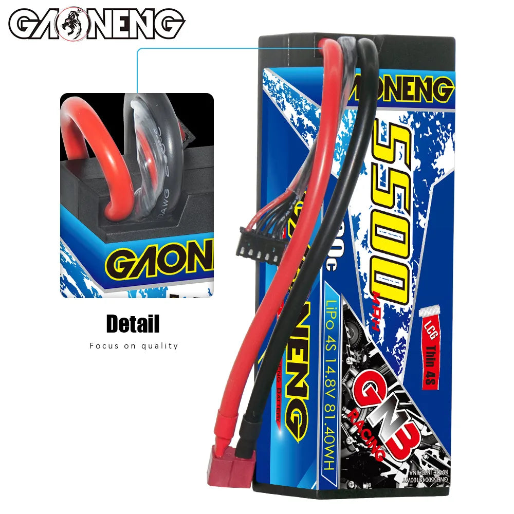 GAONENG GNB 4S 14.8V 5500mAh 100C Cabled 4S LCG Hard Case LiPo Battery T-PLUG [DG]