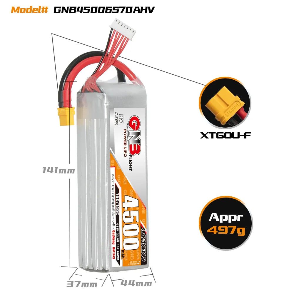 GAONENG GNB LiHV 6S 22.8V 4500mAh 70C LiPo Battery XT60 [DG]