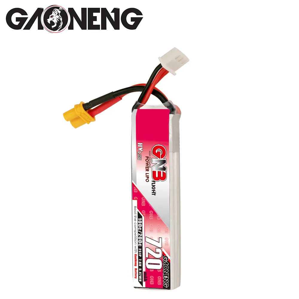 GAONENG GNB LiHV 2S 7.6V 720mAh 100C XT30 LiPo Battery [DG]