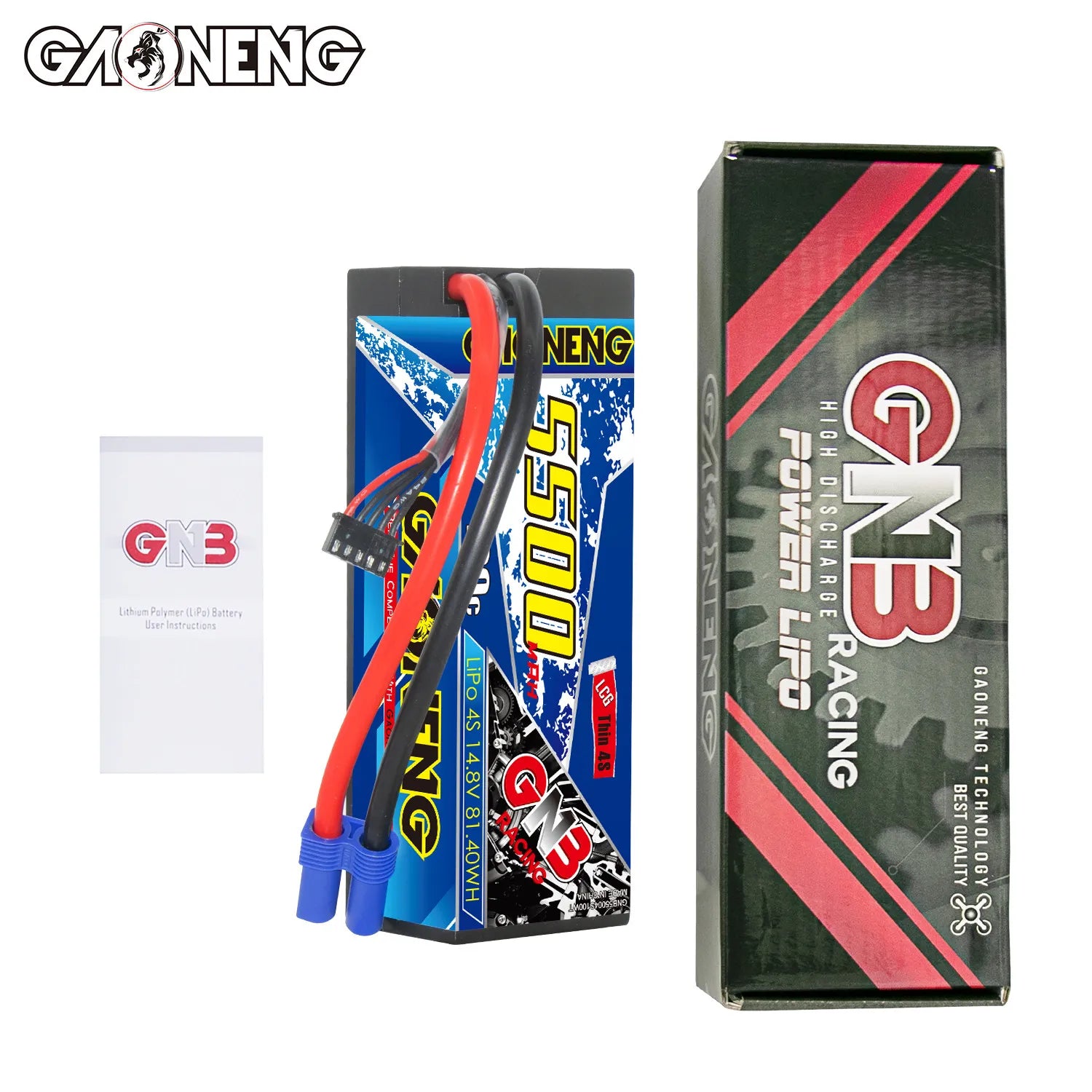 GAONENG GNB 4S 14.8V 5500mAh 100C Cabled 4S LCG Hard Case LiPo Battery EC5 [DG]