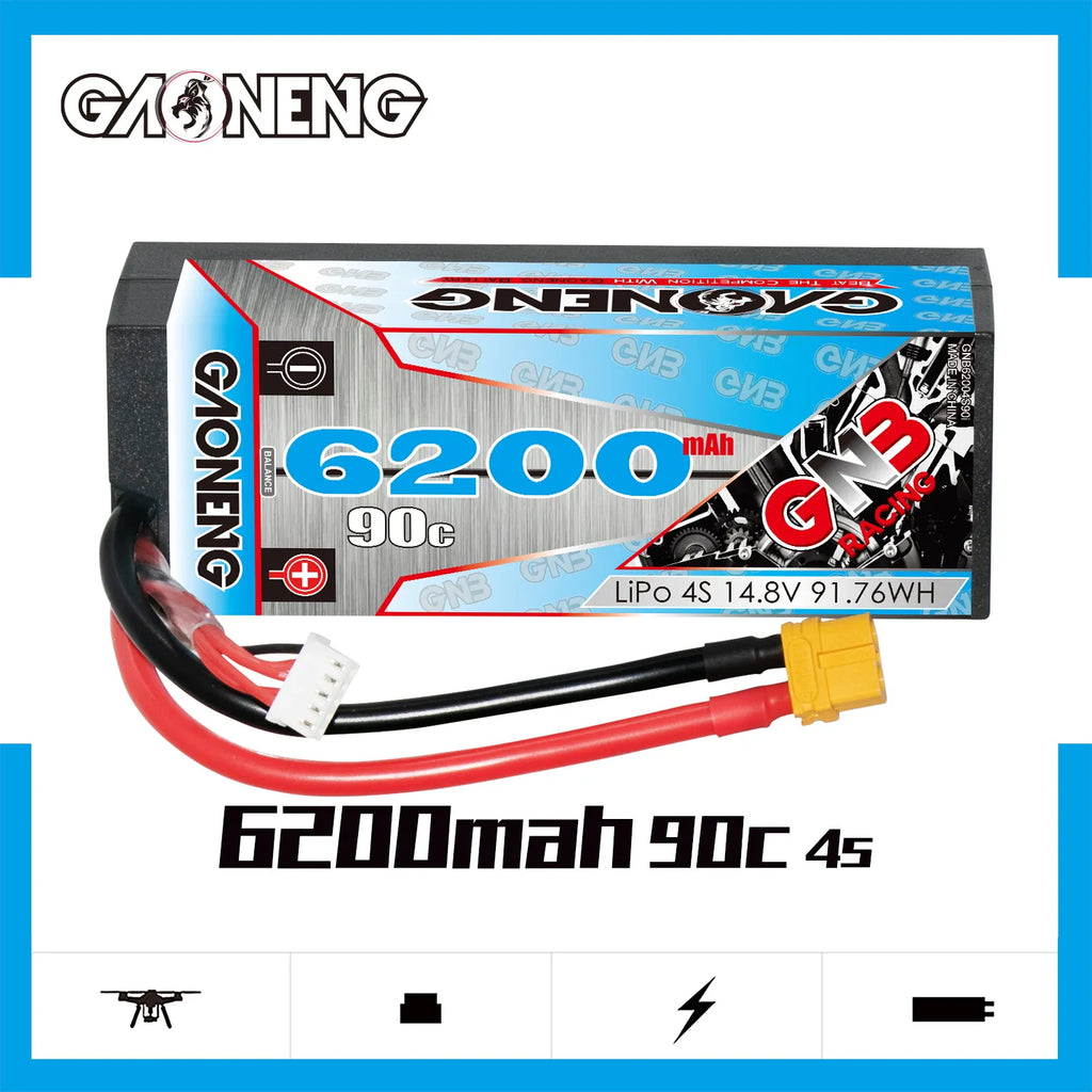GAONENG GNB 4S 14.8V 6200mAh 90C Cabled Hard Case LiPo Battery XT60 [DG]