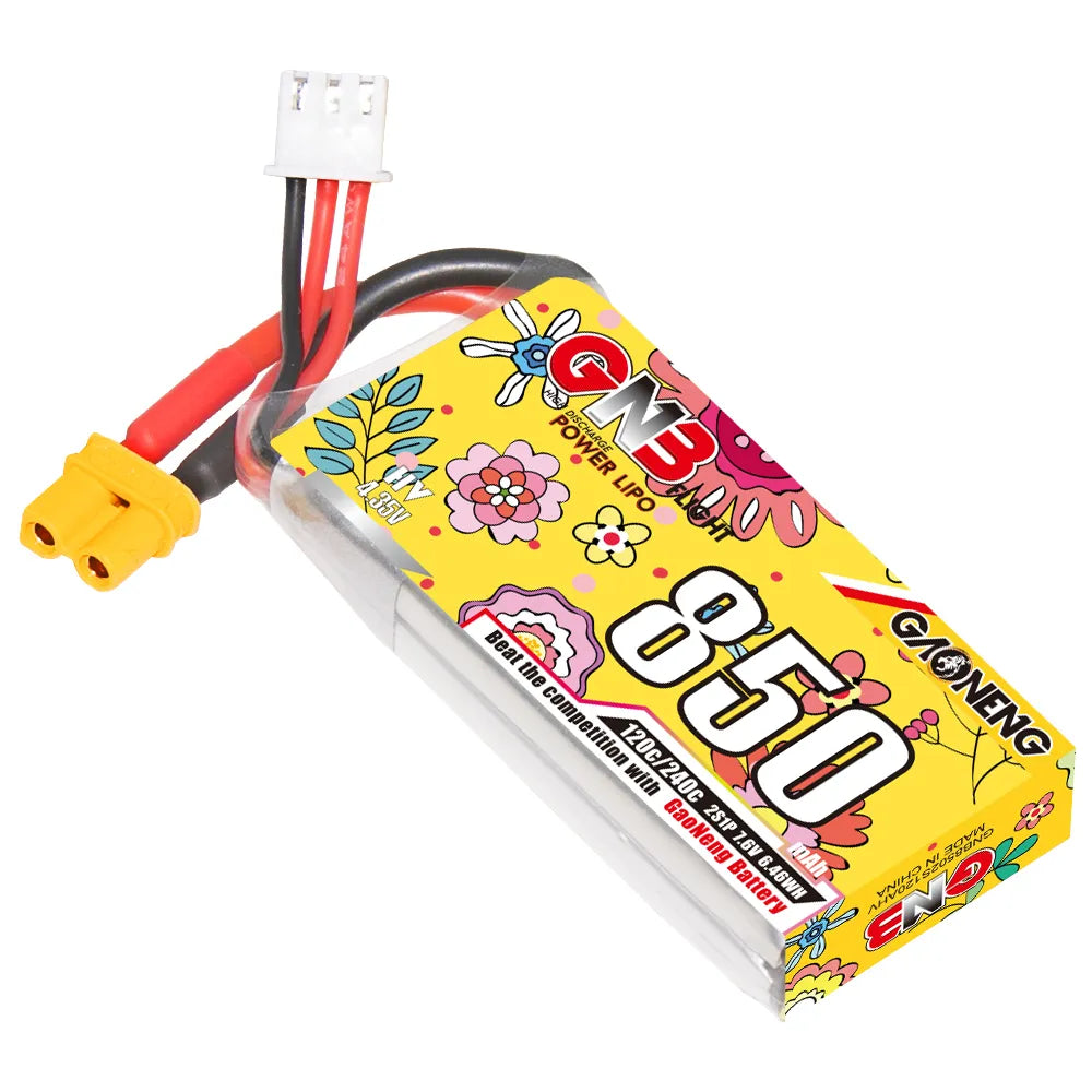 GAONENG GNB LiHV 2S 7.6V 850mAh 120C XT30 LiPo Battery [DG]
