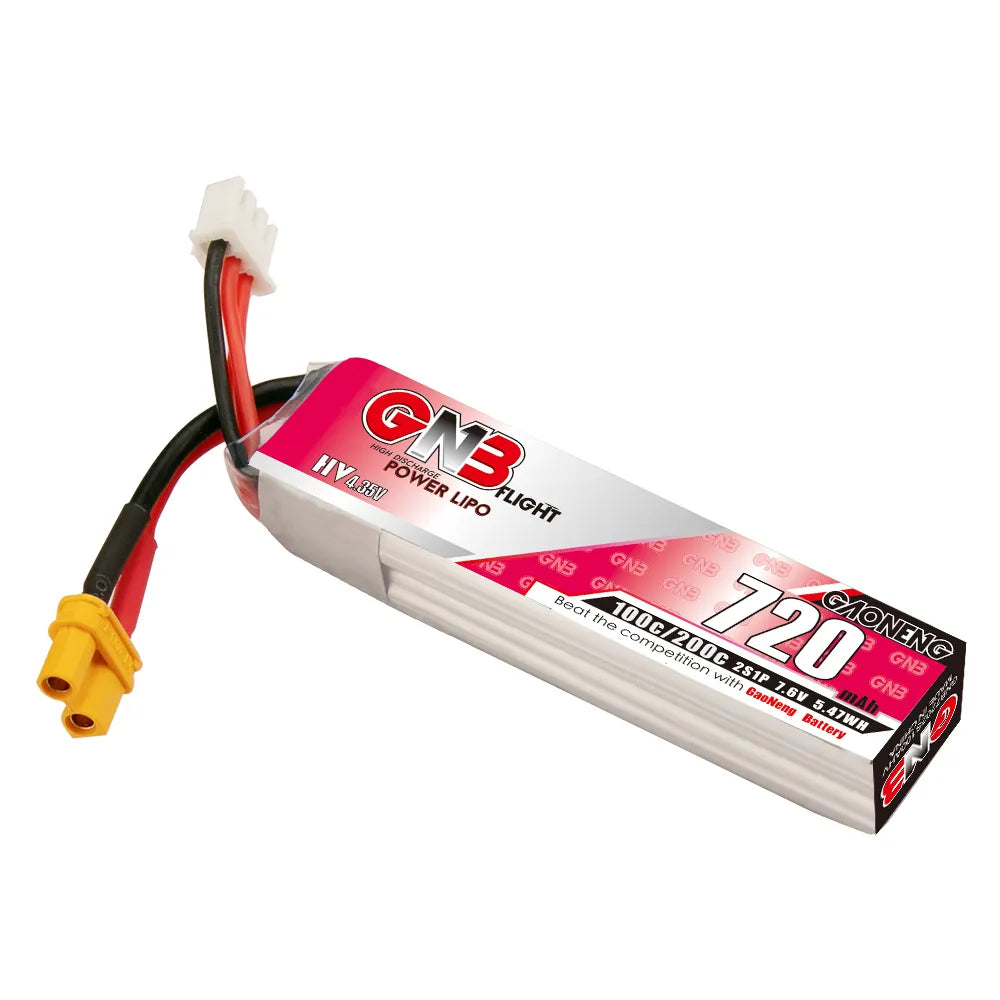 GAONENG GNB LiHV 2S 7.6V 720mAh 100C XT30 LiPo Battery [DG]