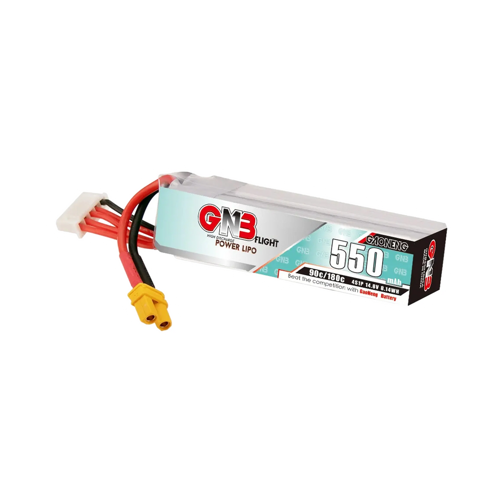 GNB 4S 550mAh XT30 LiPo battery — transparent dark-mode product image 1