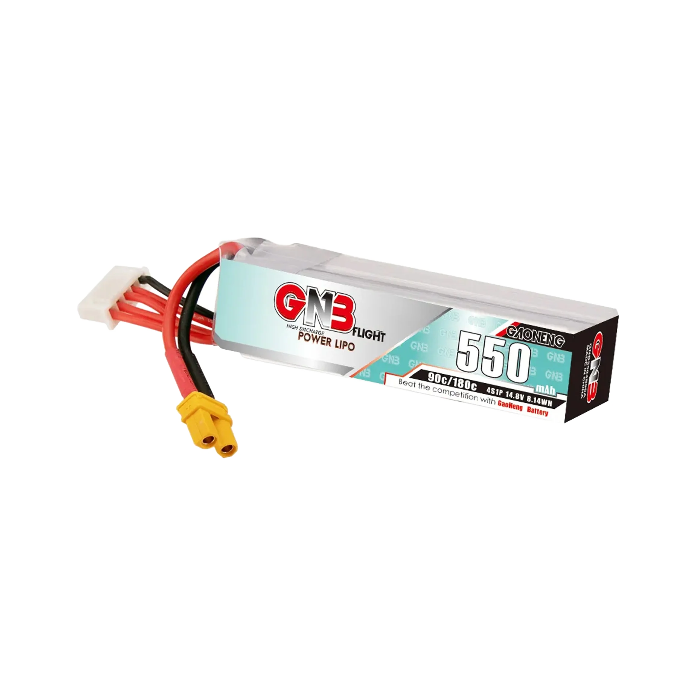 GNB 4S 550mAh XT30 LiPo battery — transparent dark-mode product image 1